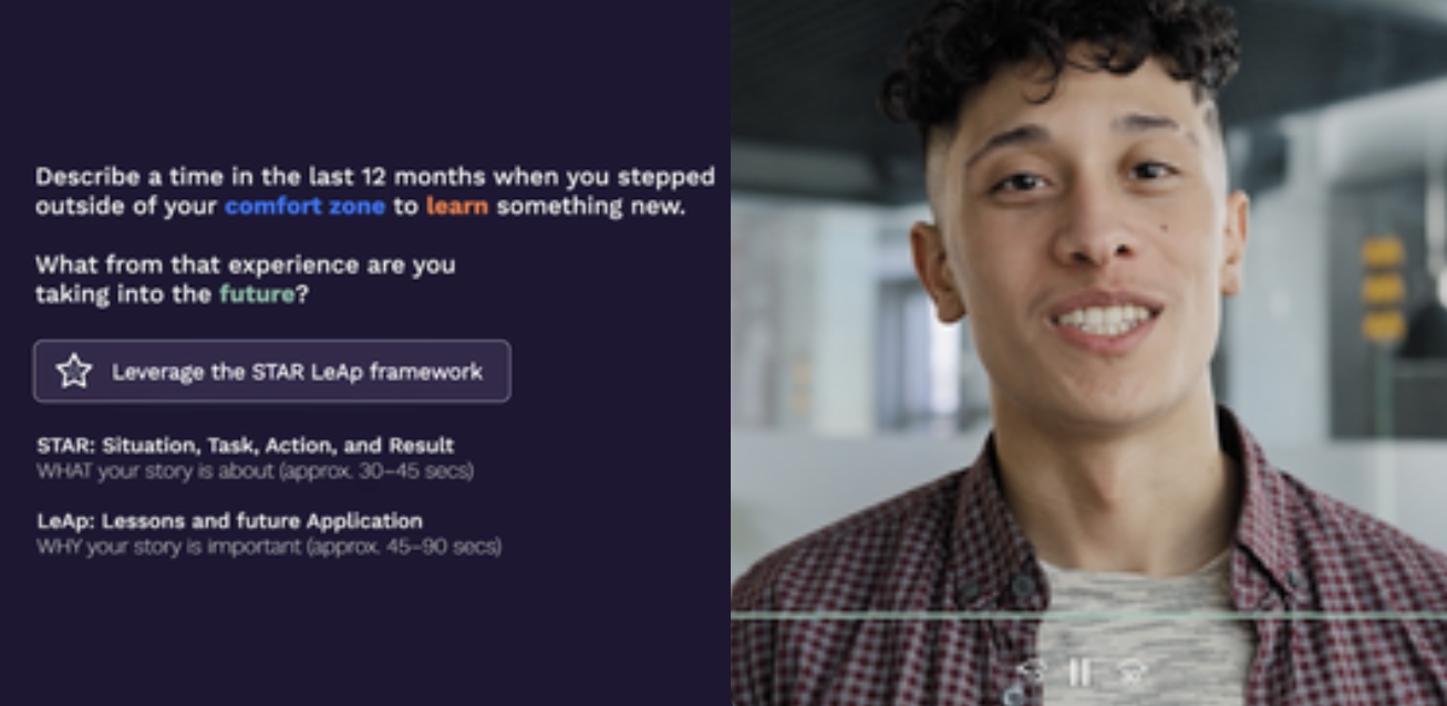 Video reflection question and student response screen